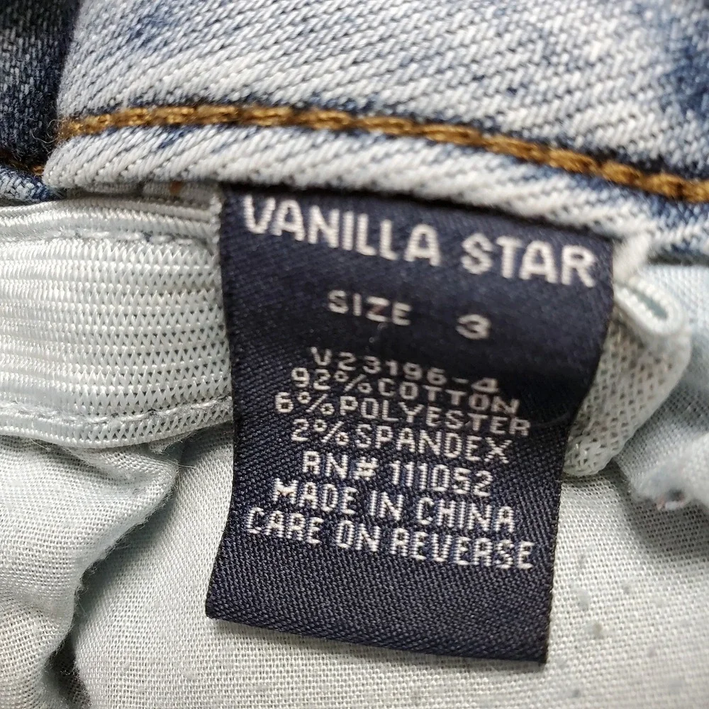 Vanilla Star Mom Jeans Blue Mid Rise Distressed Button Fly Junior's Size 3 - Picture 7 of 7